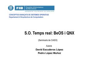 S.O. Temps real: BeOS i QNX