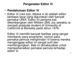 Pengenalan Editor Vi Pendahuluan Editor Vi