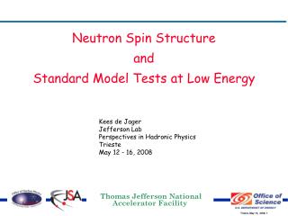 Kees de Jager Jefferson Lab Perspectives in Hadronic Physics Trieste May 12 - 16, 2008