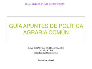 GUÍA APUNTES DE POLÍTICA AGRARIA COMÚN