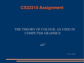 CS32310 Assignment