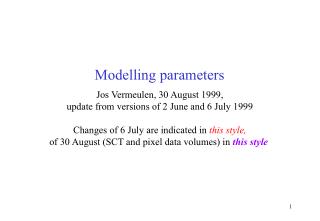 Modelling parameters