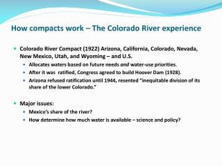 How compacts work – The Colorado River experience