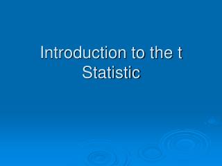 Introduction to the t Statistic