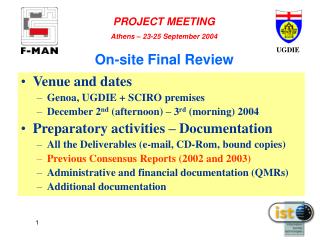 On-site Final Review