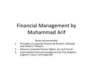 Financial Management by Muhammad Arif