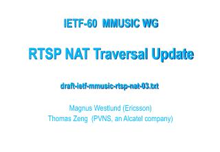 RTSP NAT Traversal Update