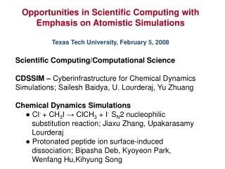 Opportunities in Scientific Computing with Emphasis on Atomistic Simulations