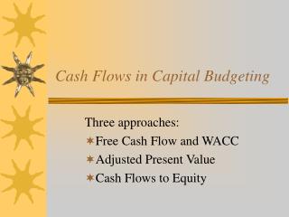 Cash Flows in Capital Budgeting