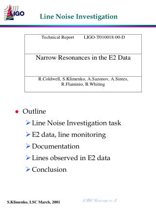 Line Noise Investigation