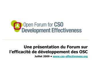 Une présentation du Forum sur l’efficacité de développement des OSC