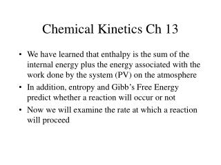 Chemical Kinetics Ch 13