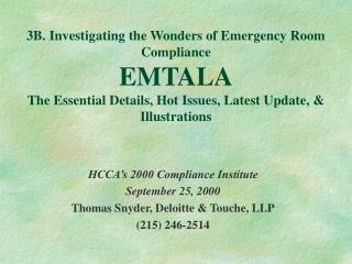 HCCA’s 2000 Compliance Institute September 25, 2000 Thomas Snyder, Deloitte &amp; Touche, LLP