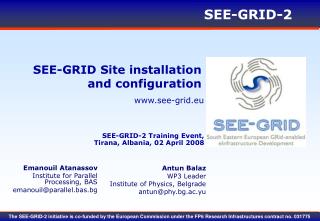 SEE-GRID Site installation and configuration