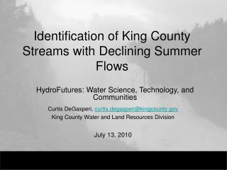Identification of King County Streams with Declining Summer Flows