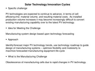 Solar Technology Innovation Cycles