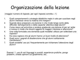 Organizzazione della lezione