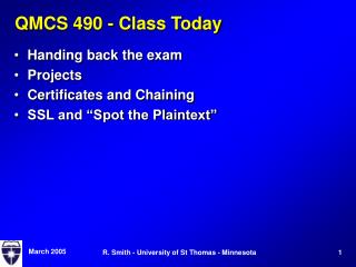 QMCS 490 - Class Today