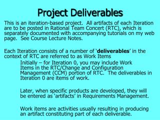 Project Deliverables