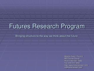 Futures Research Program