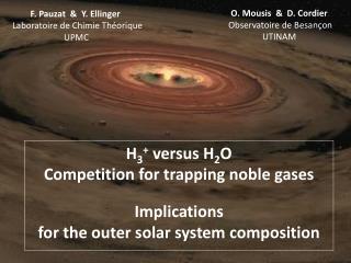 H 3 + versus H 2 O Competition for trapping noble gases