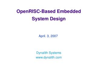 OpenRISC-Based Embedded System Design