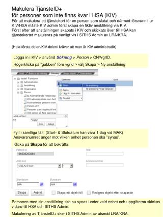 Makulera TjänsteID+ för personer som inte finns kvar i HSA (KIV)