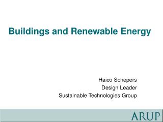 Buildings and Renewable Energy