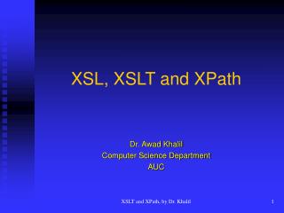 XSL, XSLT and XPath