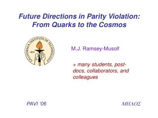 Future Directions in Parity Violation: From Quarks to the Cosmos