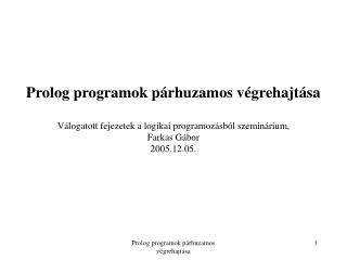 Prolog programok párhuzamos végrehajtása