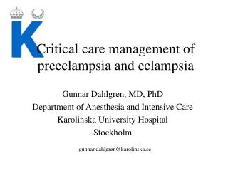 Critical care management of preeclampsia and eclampsia