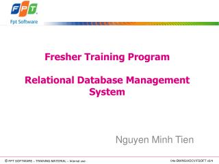 Fresher Training Program Relational Database Management System