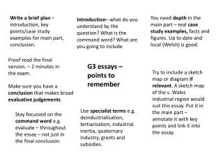 G3 essays – points to remember