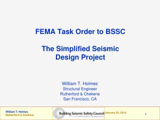 FEMA Task Order to BSSC The Simplified Seismic Design Project