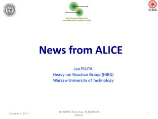 News from ALICE