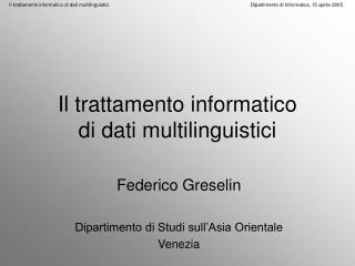 Il trattamento informatico di dati multilinguistici