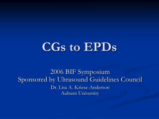 CGs to EPDs