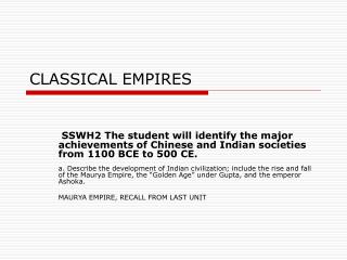 CLASSICAL EMPIRES