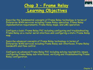 Chap 3 – Frame Relay Learning Objectives