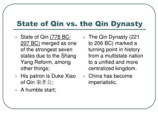 State of Qin vs. the Qin Dynasty
