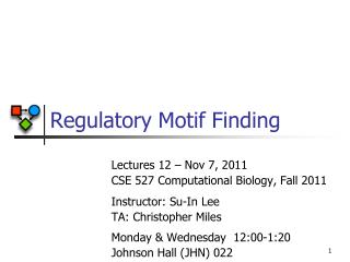 Regulatory Motif Finding