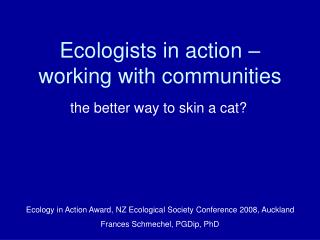 Ecologists in action – working with communities