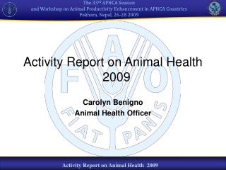 Activity Report on Animal Health 2009