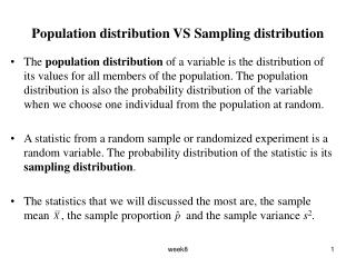Population distribution VS Sampling distribution