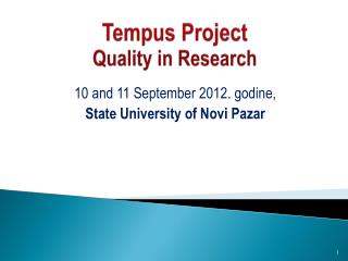 Tempus Project Quality in Research