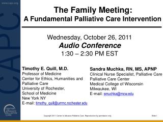 The Family Meeting: A Fundamental Palliative Care Intervention