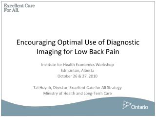 Encouraging Optimal Use of Diagnostic Imaging for Low Back Pain