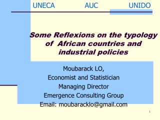 Some Reflexions on the typology of African countries and industrial policies