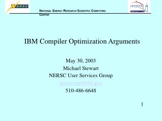 IBM Compiler Optimization Arguments